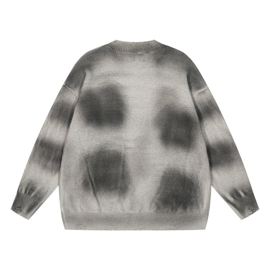 Tie-dyed Distressed Cardigan Sweater For Men