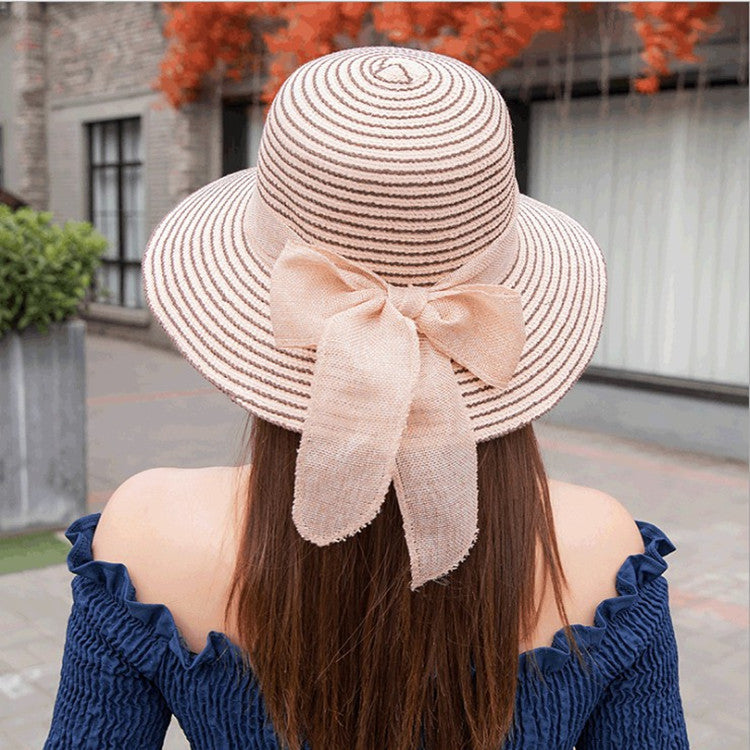 New Seaside Big Brimmed Ladies Straw Hat With Bow