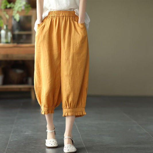 Sweet Artistic Lace Solid Color Women's Cropped Pants