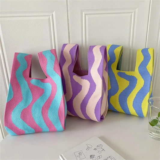Girl's Multi-color Knitted Shoulder Bag