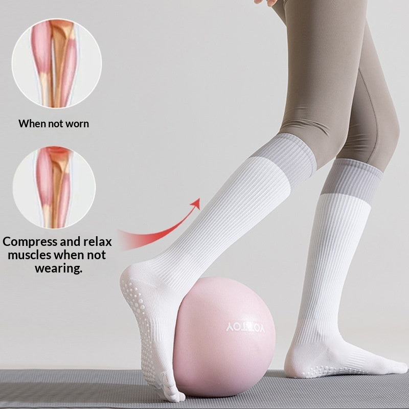 Womens Calf-length Fitness Socks For Running Muscle-support Compression Long Yoga Socks