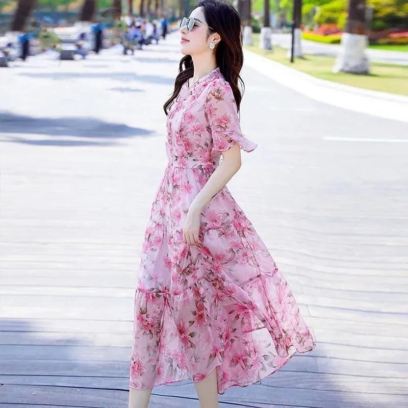 New Niche French-style Midi Printed Dress