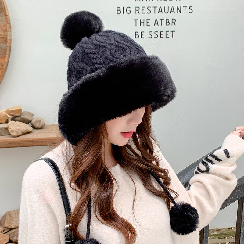 Solid Color Wool Knitted Ear Protection Warm Hat