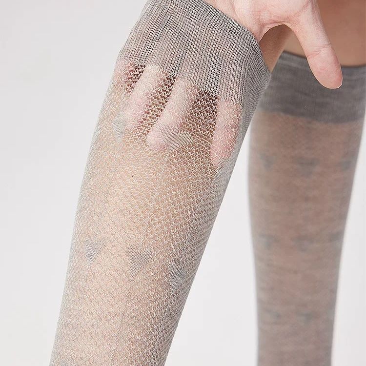 Slim Leg Jk Pure Desire Style Solid Color Hollow Out Love Socks