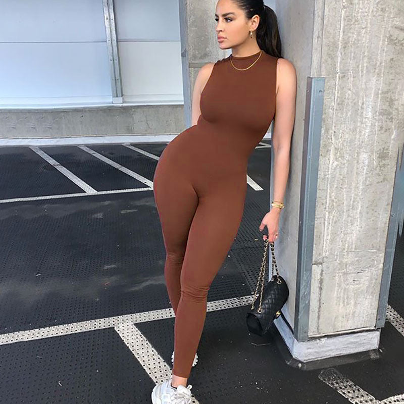 Round Neck Stitching Jumpsuit Women