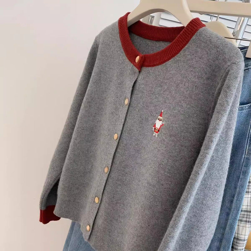 Christmas Red Cashmere Knitted Winter Base Sweater