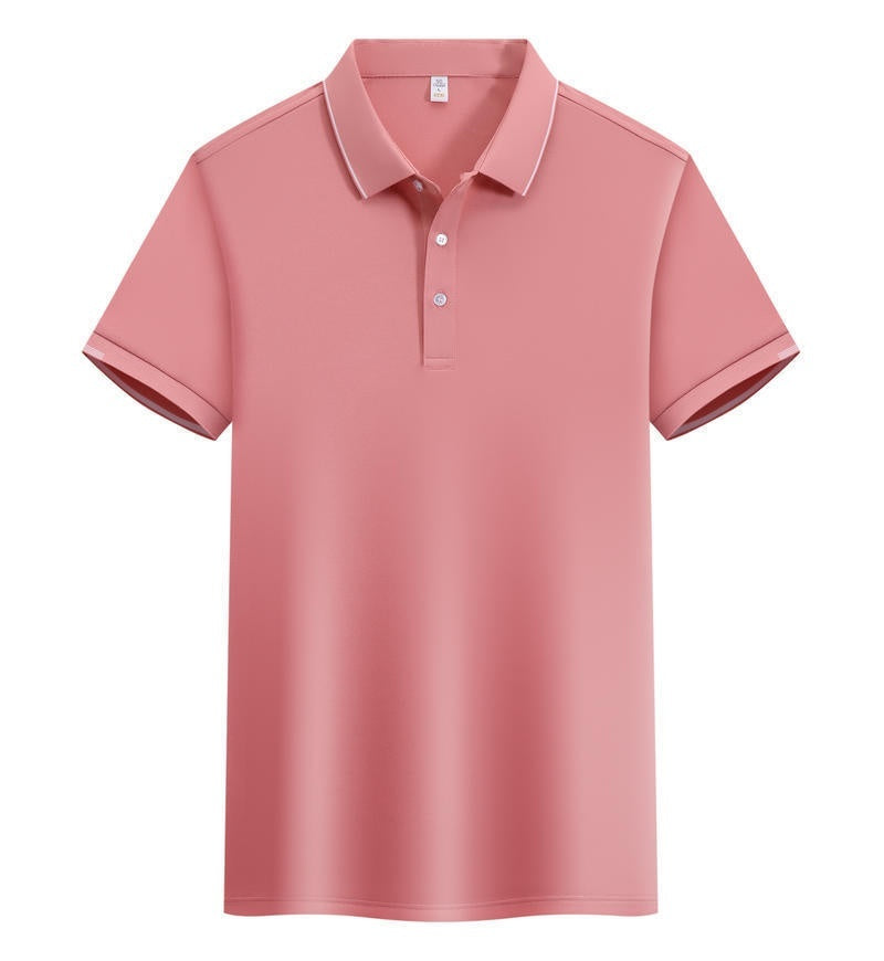 ICE Cotton Single Side Color Secondary Collar Lapel Short Sleeve Polo Shirt