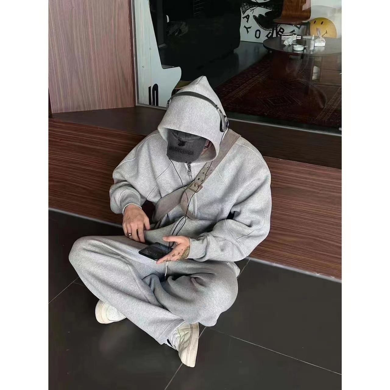 Loose Basic Solid Color Hoodie Coat