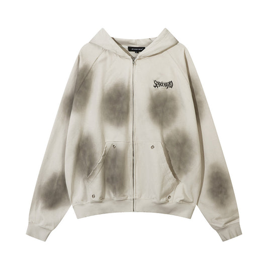 Spray Painting Dirty Hooded Coat For Men