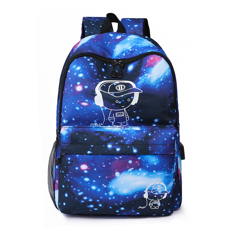 Starry Sky Casual Backpack USB Charging Burden Reduction