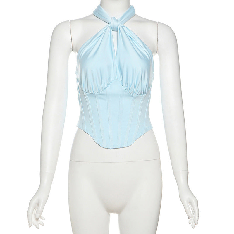 Off-shoulder Strap-tie Waist Camisole Top