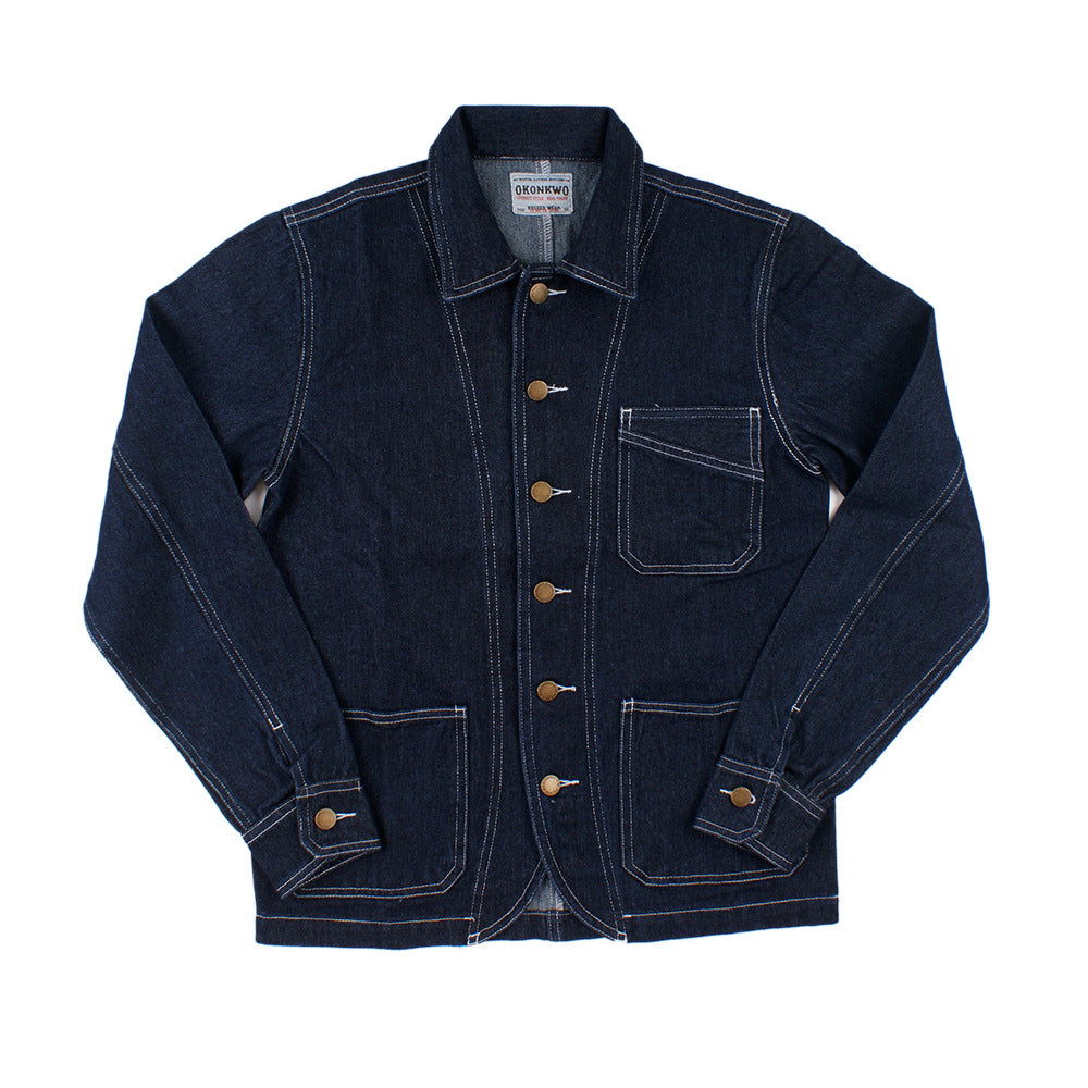 Primary Color Vertical Stripes Denim Jacket Coat