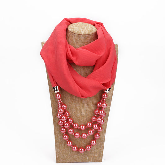 Pearl Necklace With Scarf