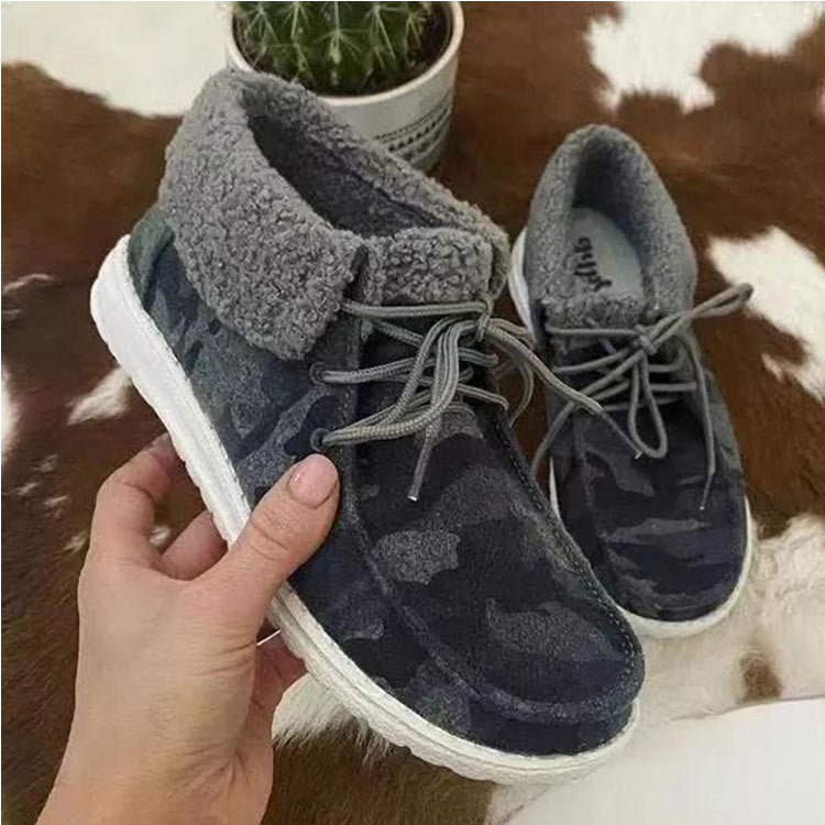 Round Toe Grey Even Size Everyday Solid Colour Spot Cotton Shoes