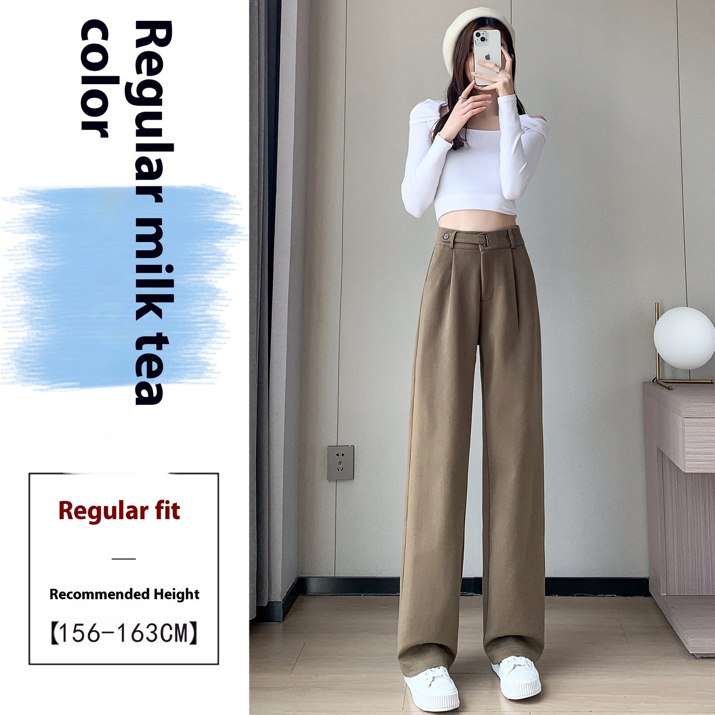 Female Autumn And Winter Loose Casual Woolen Straight-leg Pants