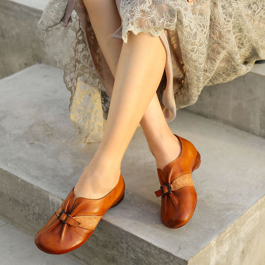 Retro women's shoes low-top round toe single shoes