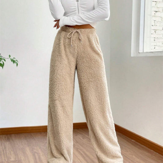 Plush Casual Loose Soft Wool Warm Home Pants