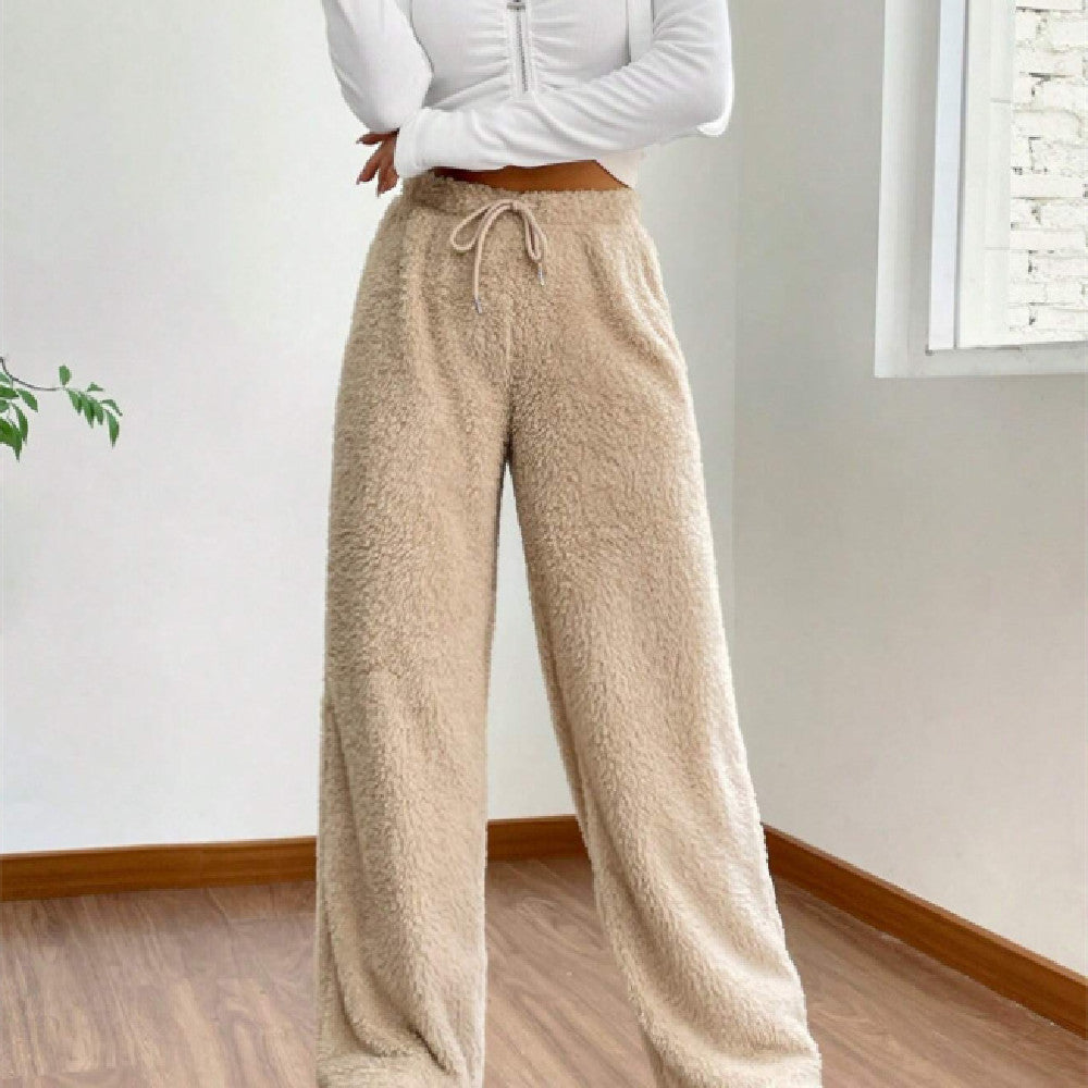 Plush Casual Loose Soft Wool Warm Home Pants
