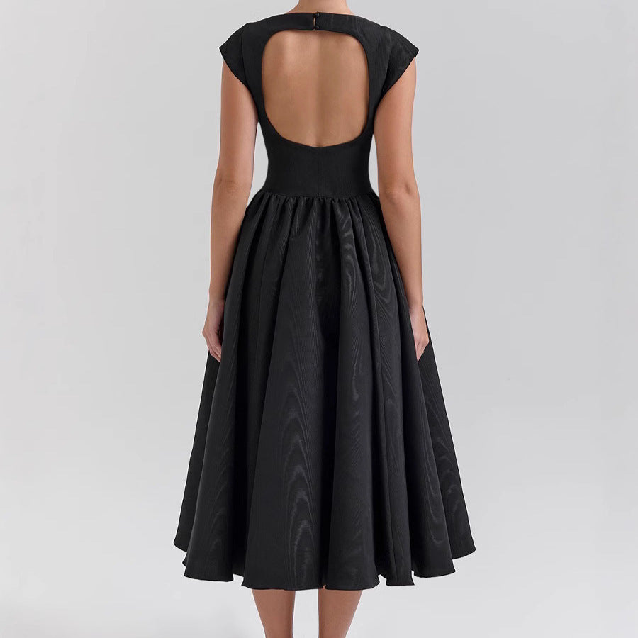 Backless Crew-neck Sleeveless Tank Dress Womens Midi Dress