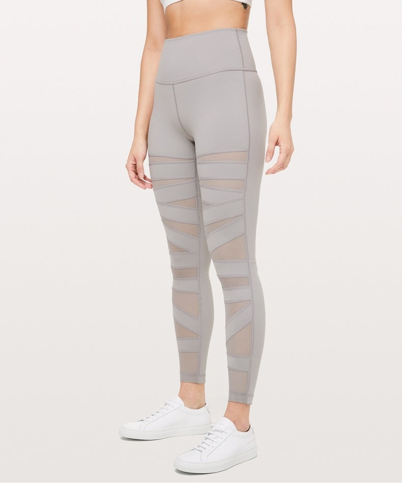 Net gauze stitching slim hip-lifting sweatpants