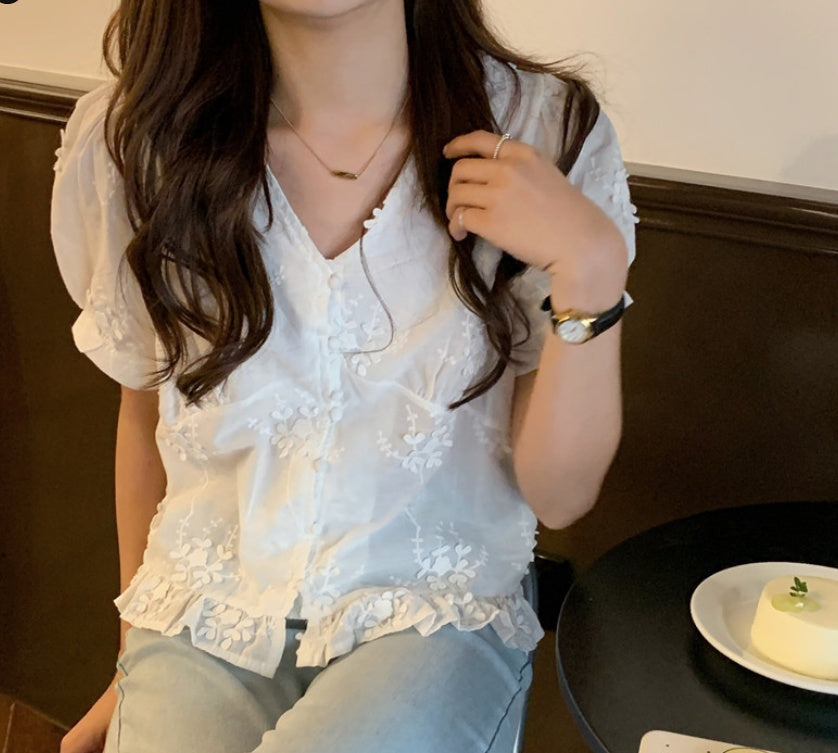 South Korea Dongdaemun Hollow Ladies Short Sleeve