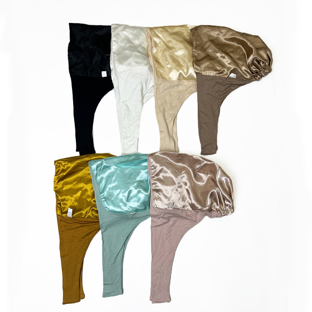 Satin Modal Mercerized Cotton Bottoming Hood Elastic Elastic Lace-up Adjustable Headscarf