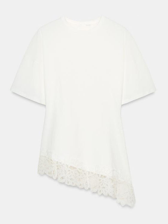Women's Elegant Designer-Look Short-Sleeve Top With Lace-Patch Hem