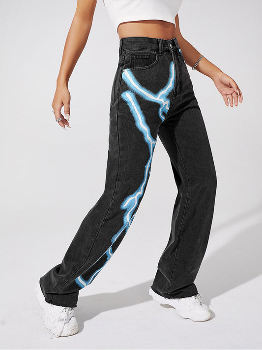 Women's Street Trend Straight-leg Denim Trousers