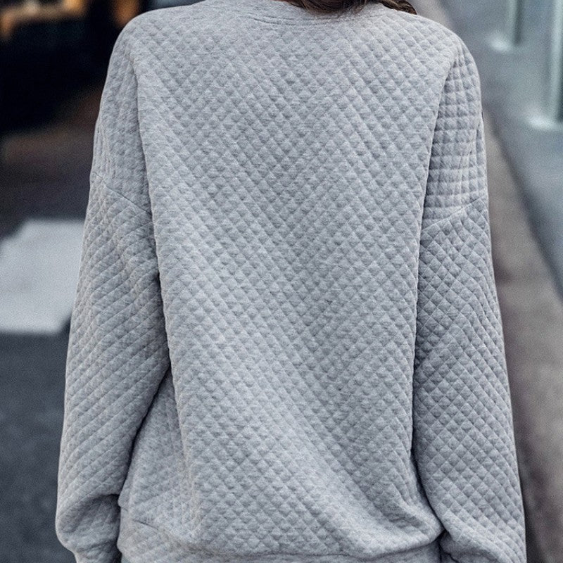 Vinter ny leopard-splejset sweater med sænkede skuldre og lynlås til kvinder