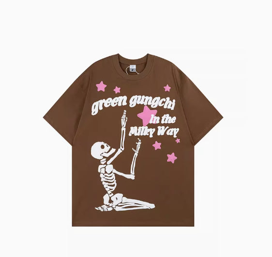 American Retro Star Skull Print Short Sleeve