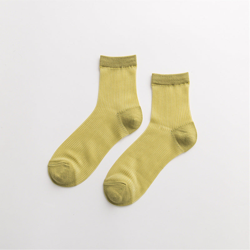 Japanese all-match ultra-thin breathable card silk pile pile socks plain color glass stockings
