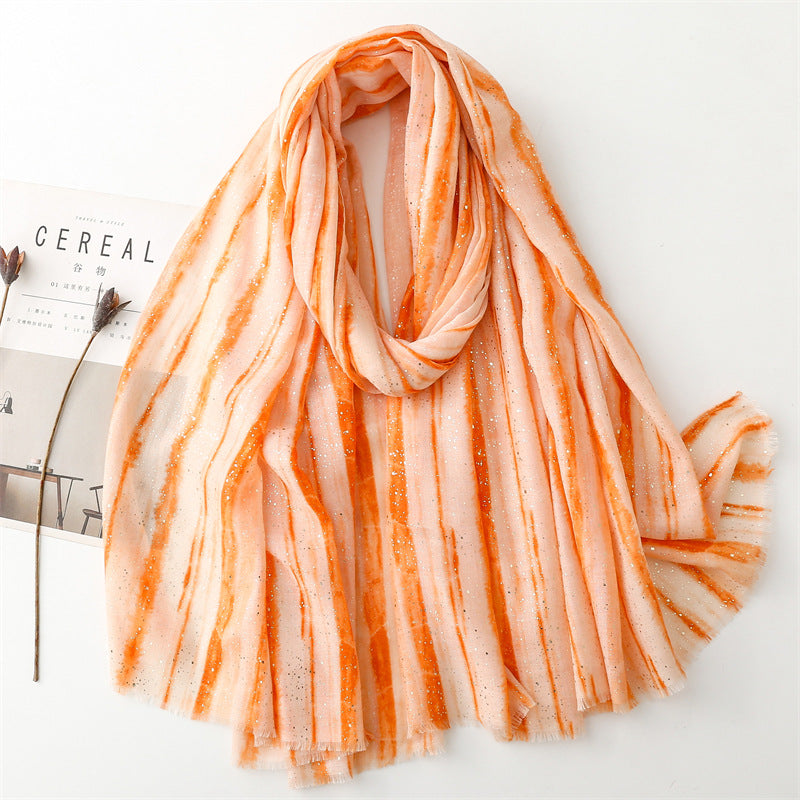 Gilding Bamboo Forest Gradient Burr Silk Scarf Warm Shawl