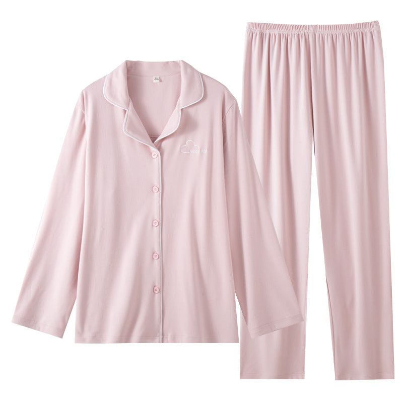 New Womens Solid-color Embroidered Loose-fitting Set