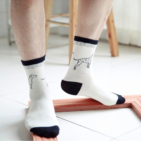 Tube Socks Pet Dog Gathering Men's Socks Autumn And Winter Cartoon 100 Cotton Socks
