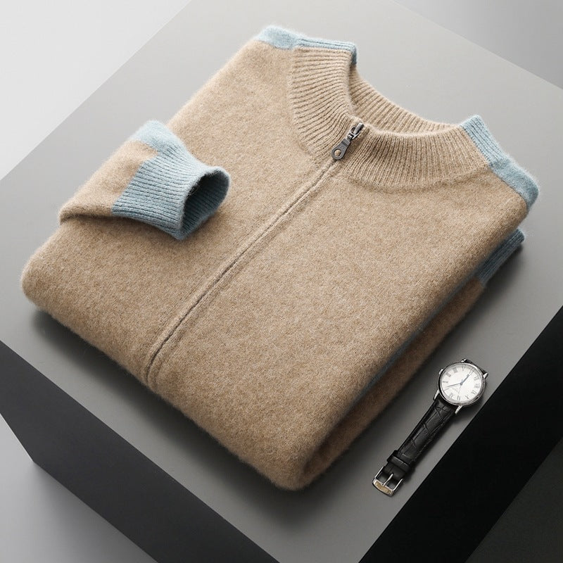 Men's Half Turtleneck Zipper Cardigan Thickened Sweater Warm Multi-color Coat