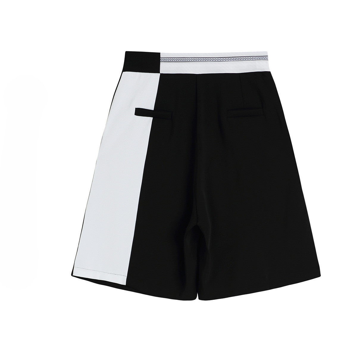 Contrasting Color Stitching All-match Loose High-waist Five-point Casual Pants