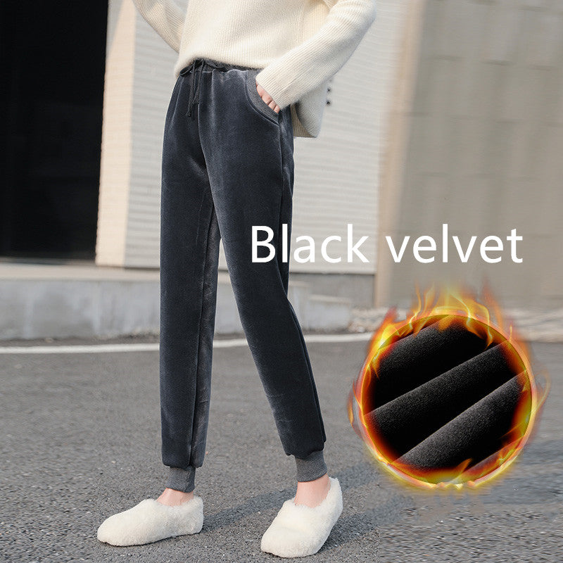 Plush padded lamb velvet sweatpants