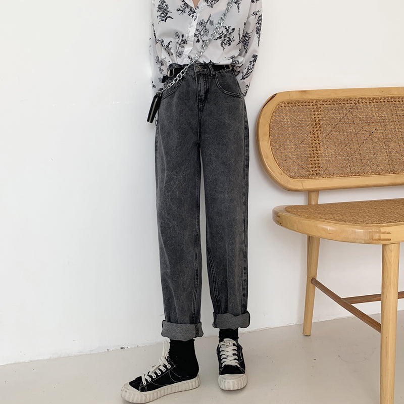 High-rise smoky grey jeans