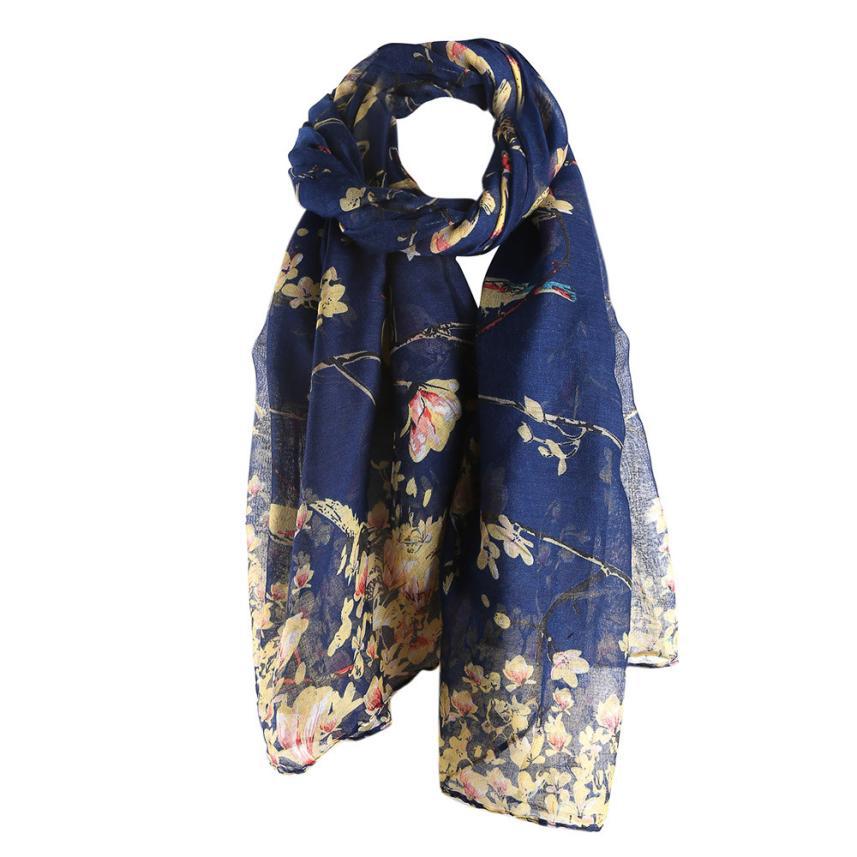 Fashion Twigs And Birds Print Pattern Scarf
