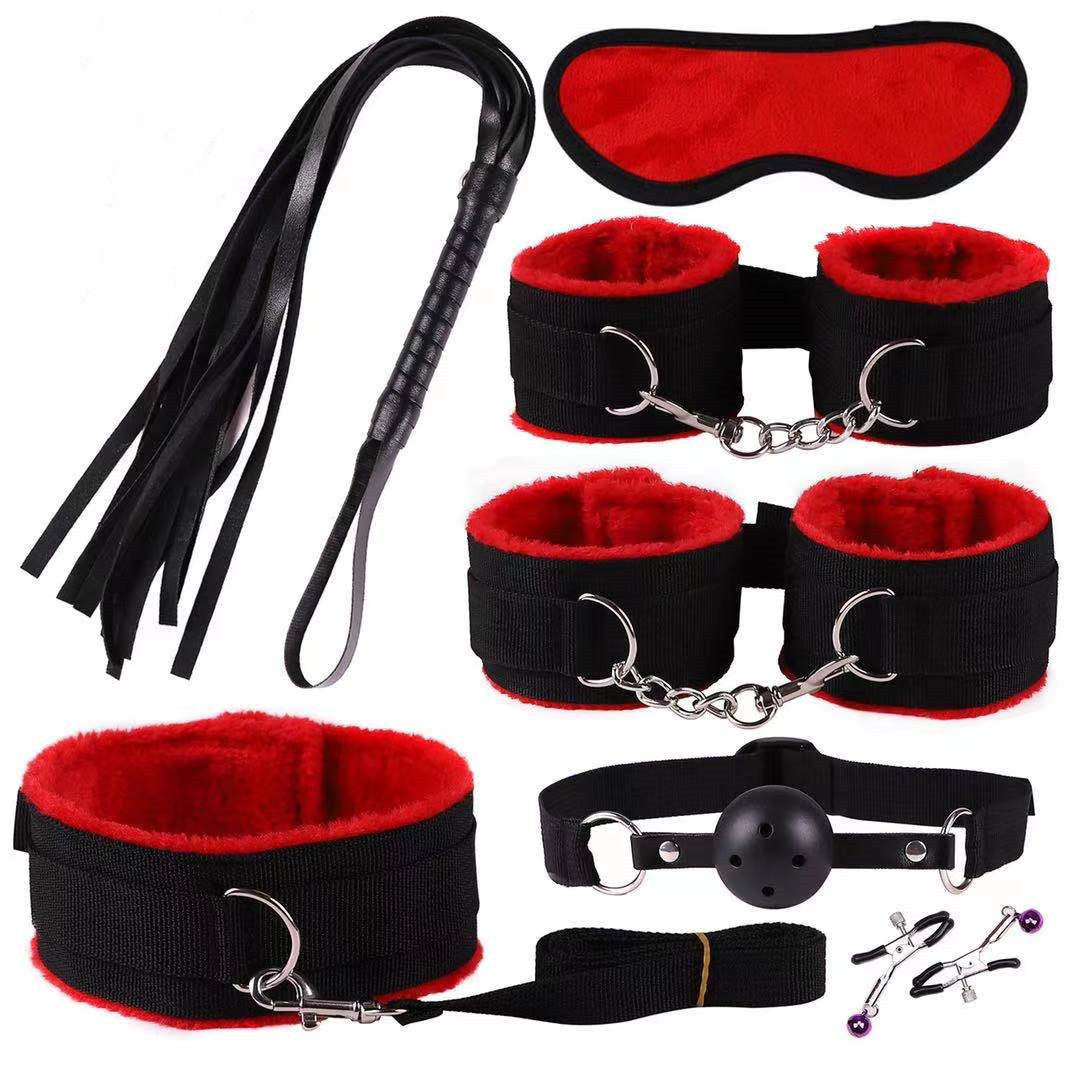 Non Leather Plush HandcuffsWhip And Ribbon Suit
