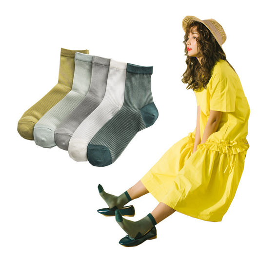 Japanese all-match ultra-thin breathable card silk pile pile socks plain color glass stockings