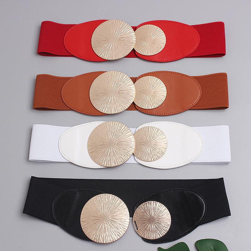 Women's Belt Wide Summer Elastic Girdle Decoration Red Elastic Belt Skirt Skirt Dress New All-match