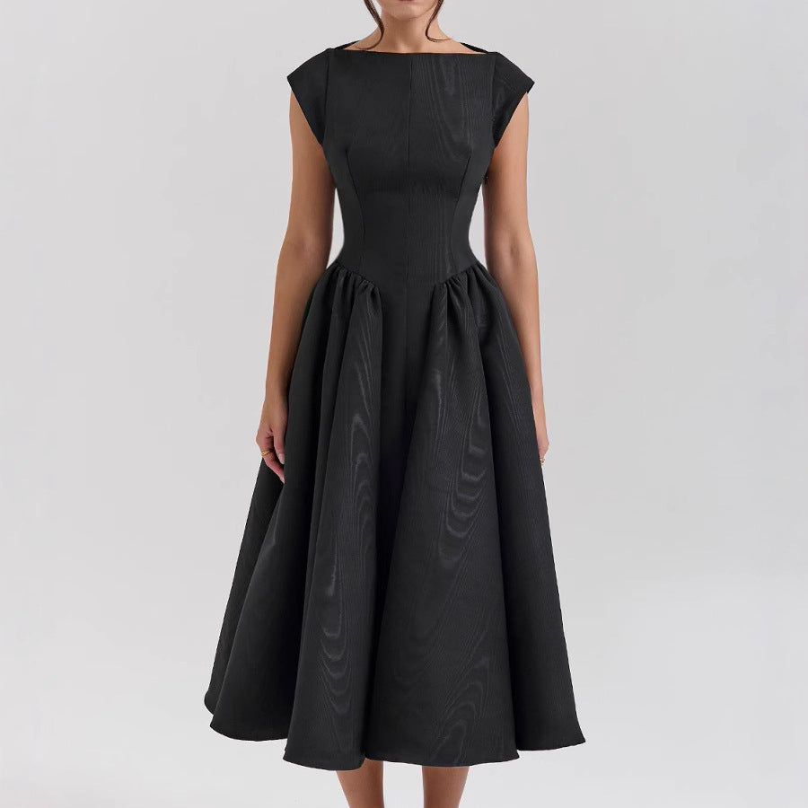 Backless Crew-neck Sleeveless Tank Dress Womens Midi Dress