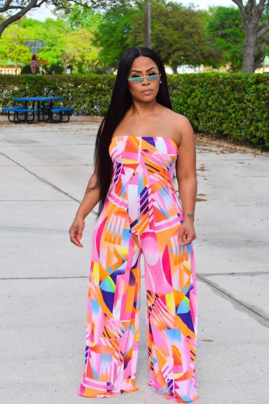 Dame Ny Hot Sexet Modenyhed Jumpsuit Med Print Og Store Ærmer