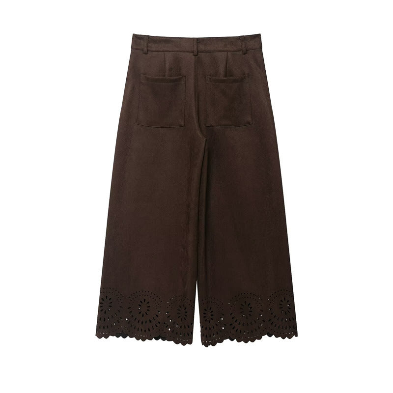 Women's Hollow-out Hem Top And Pants