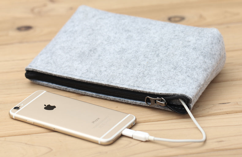 Wool felt cosmetic bag