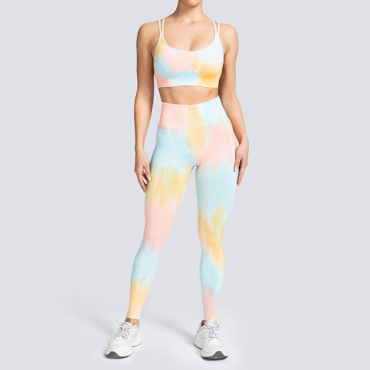 Women's Seamless Knitting Tie Dyed Sweatpants Suit