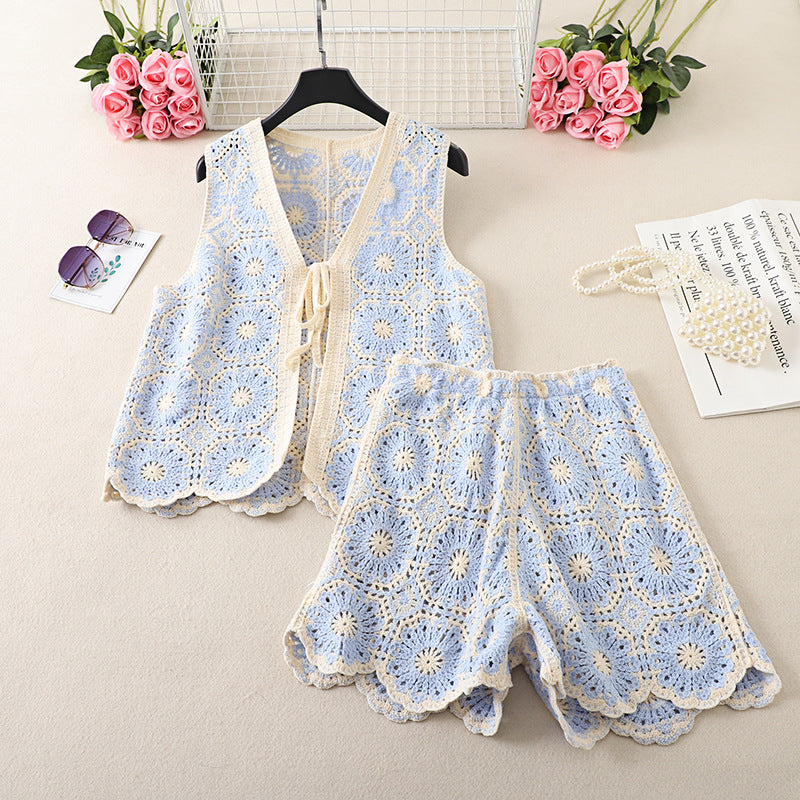 Beautiful Vest Top Shorts Colorful Suit