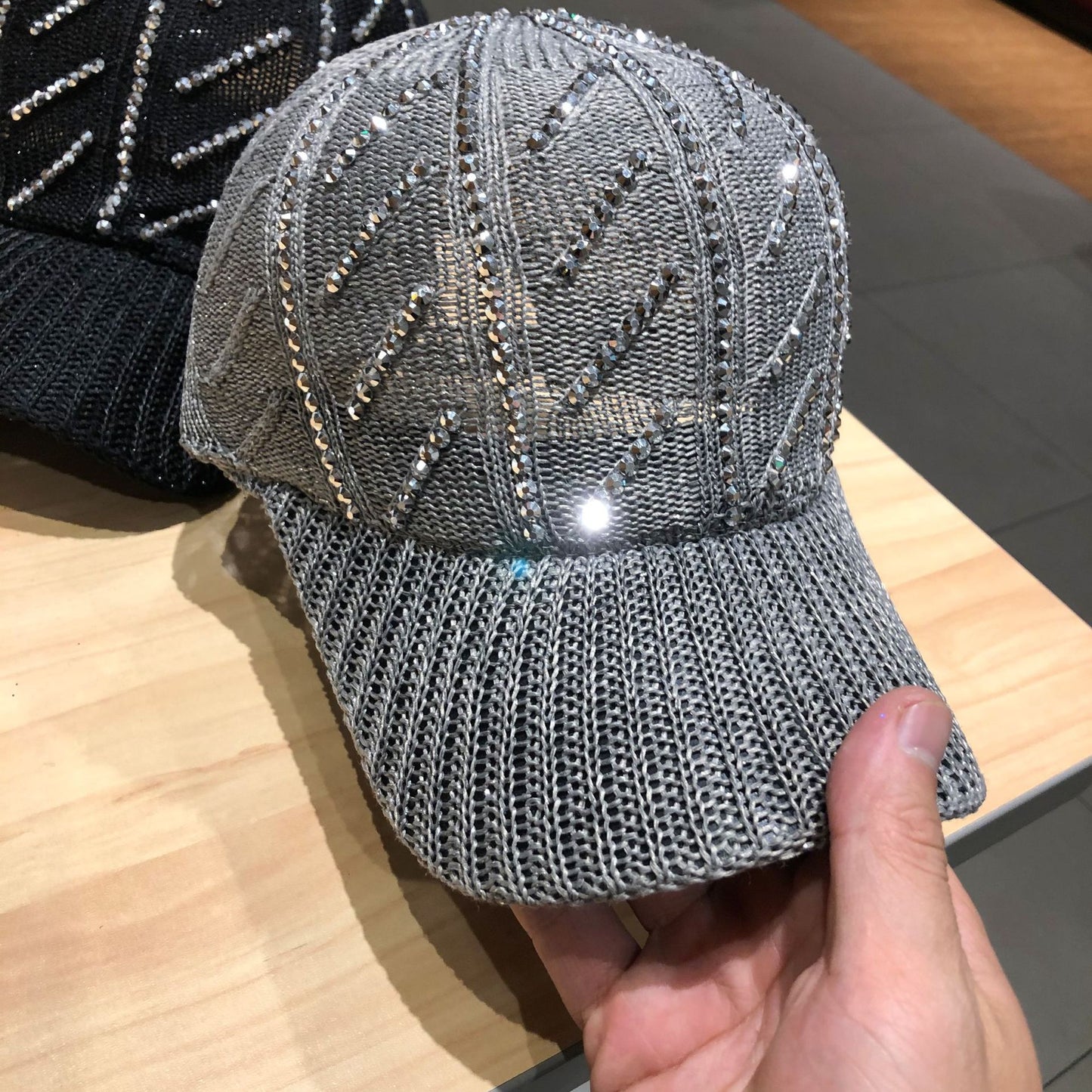 Mesh Knitted Baseball Cap With Drill