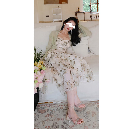 French Hepburn Wind Snow Spin Dress Women's Spring